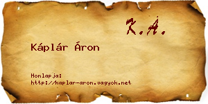 Káplár Áron névjegykártya