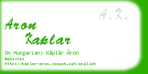 aron kaplar business card
